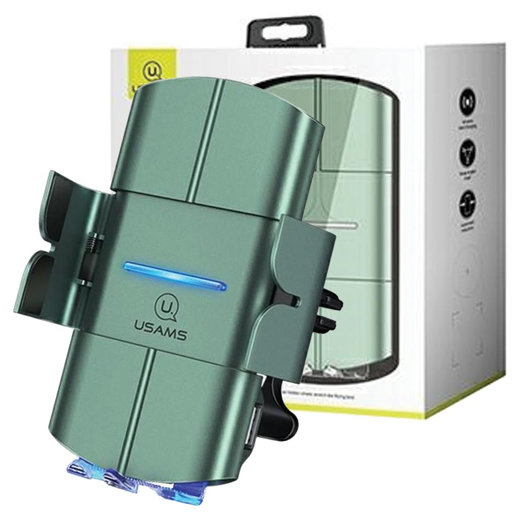 USAMS Индукционный держатель Us-Cd133 10W автоматический для вентиляционной решетки. Зеленый/Зеленый Старод Cd133Zj02