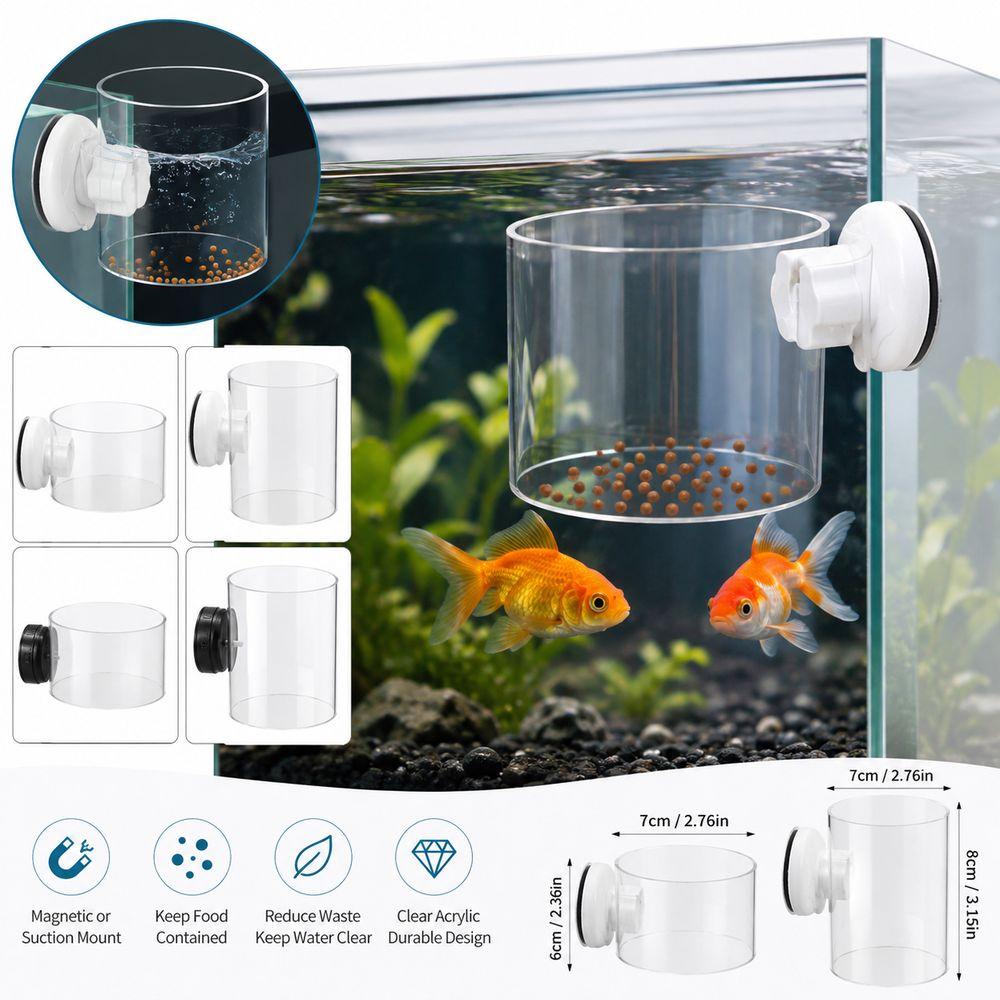 Acrylic Aquarium Feeding Ring Wall-Mounted Aquarium Food Ring Fish Tank Feeder For Small Fishes