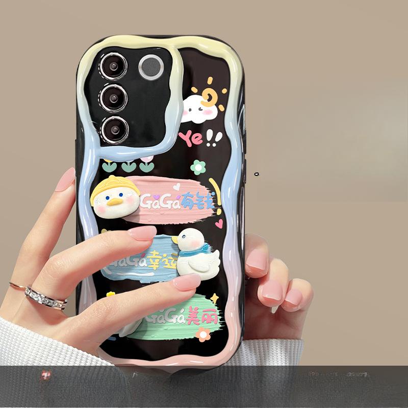 Применимо к Vivos17 Чехол для мобильного телефона X90/80 для девочек Симпатичный трехмерный пигментный утенок Y77e/76 Мультяшный силикон