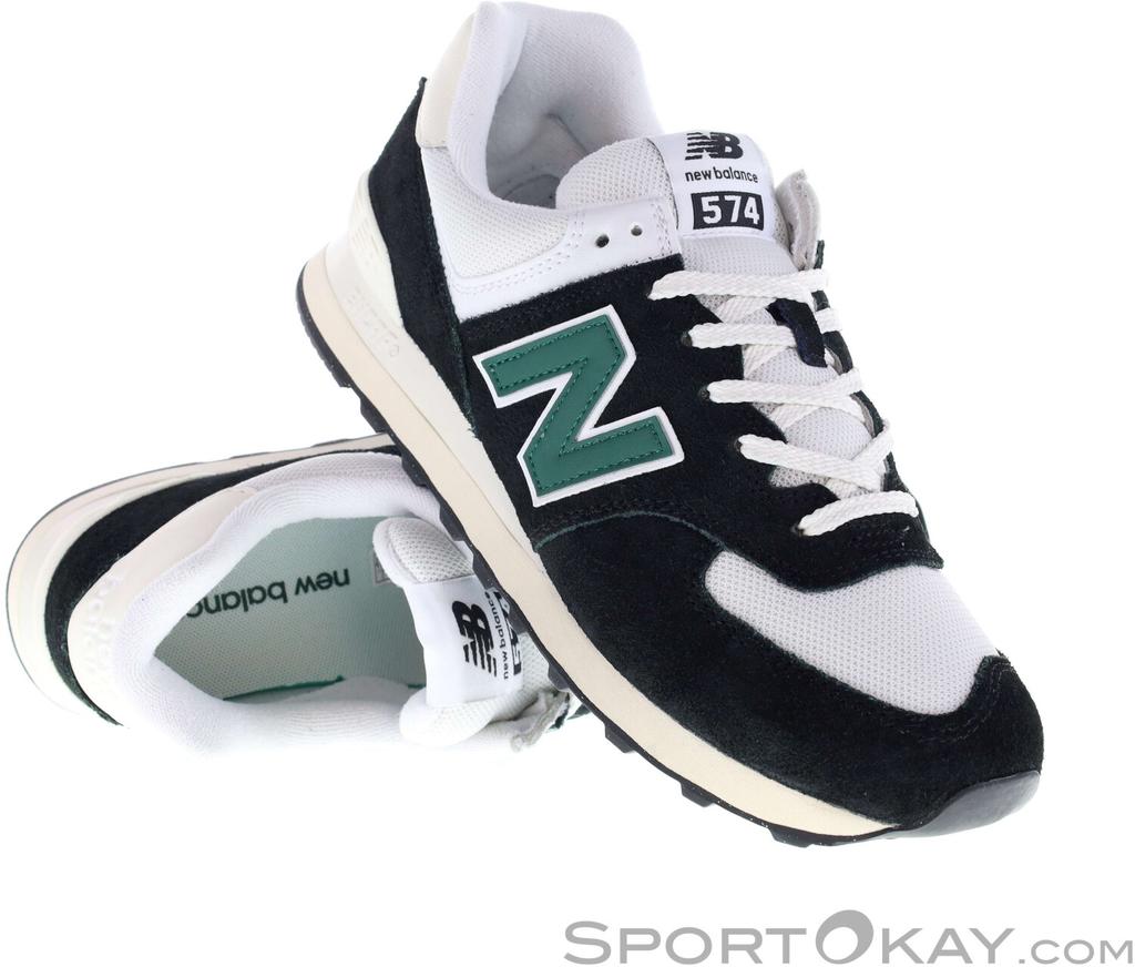 Кроссовки New Balance 574 черный с белым и болотно-зеленым