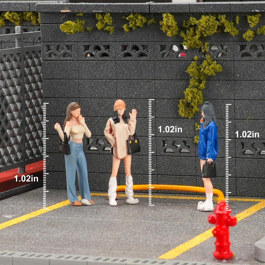 Shoucangjia Фигурка из смолы, Архитектурная модель и Фигурка для украшения миниатюрного пейзажа и Девочка Говорят 1/64 Модель, DIY, Предварительно окрашенная (Фотограф Модель)