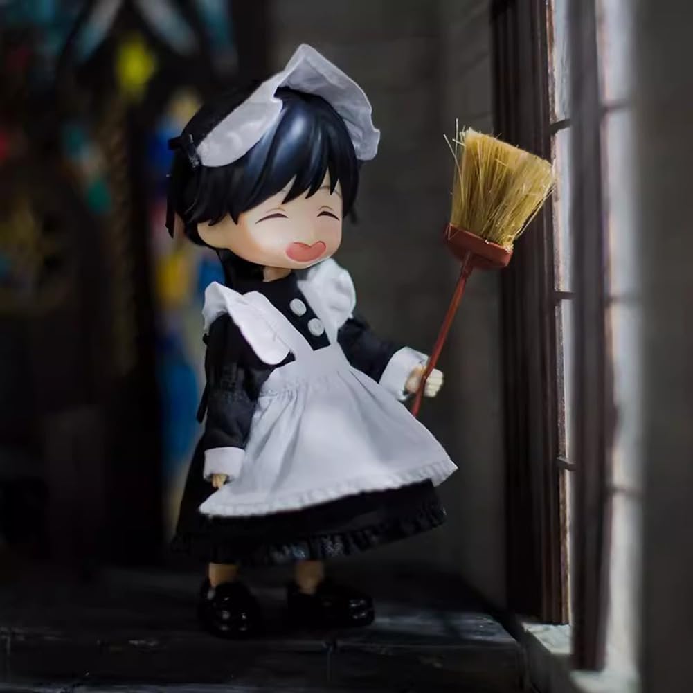 rakulifey Obitsu 11 Clothes Maid Dress with Hair OB11 Size Set for 11cm Obitsu Body Set, Outfit, Accessory, Black, Outfit, 3-Piece