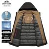 LAOYECHE Мужская хлопковая куртка средней длины с капюшоном и шелковым наполнителем
