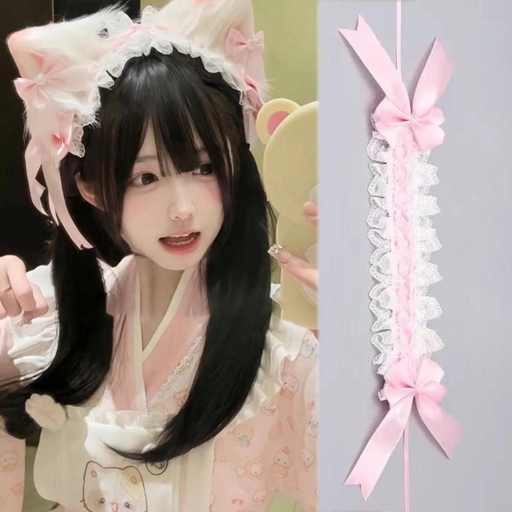 Sweet Ruffled Hairband Ribbon Bow Anime Maid Cosplay Headdress Cosplay Accessory