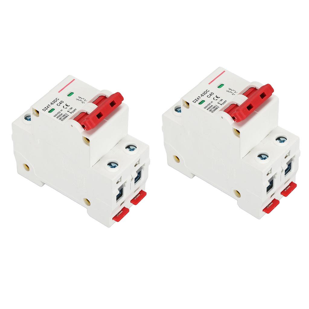 2 шт. Миниатюрный автоматический выключатель 2P 40A DC 500V 4500A Отключающая способность Монтаж на DIN-рейку для Солнечной ФЭУ