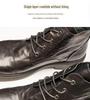 Men's Spring Leather Round-Toe Boots, Comfortable Wear-Resistant High-Top Shoes, Versatile British-Style Large-Size Mid-Top Martin Boots.