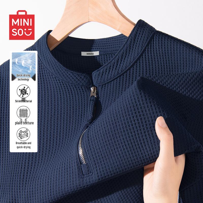 MINISO Мужская футболка с коротким рукавом и молнией на половину