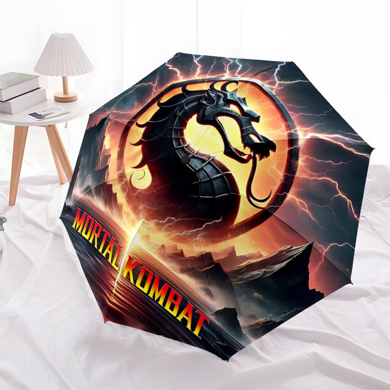 1 шт. Автоматический складной зонт Mortal Kombat, Рождественский подарок для мужчин и женщин, Для ежедневных поездок и использования на улице yy251101170
