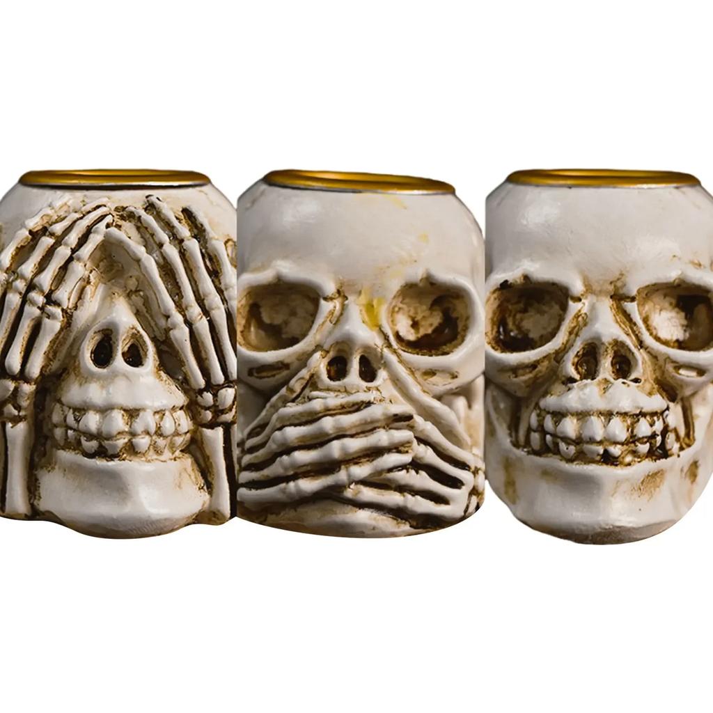 Креативные Хэллоуинские черепа Реалистично выглядящие черепа Голова человеческого скелета Череп для Хэллоуина Бар Домашний декор стола Подсвечники