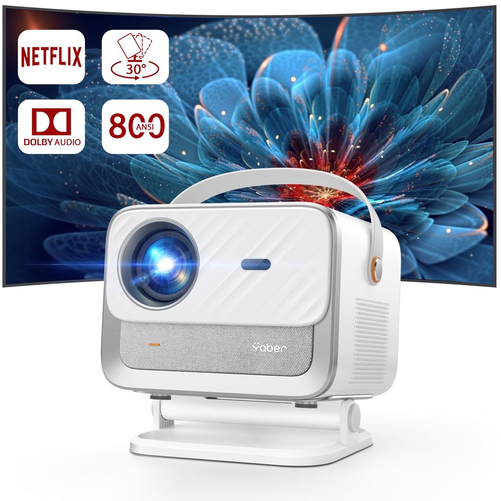 Netflix Completely Sealed Dustproof Yaber Projector for Home Use High Brightness 800ANSI Full HD 1080p Dolby Sound 20W Speaker Card Autofocus