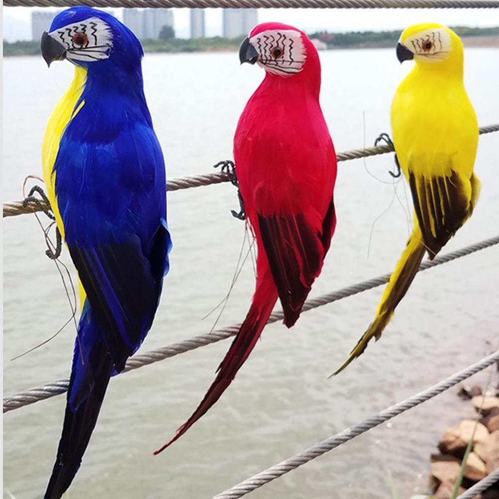 25/35cm Handmade Simulation Parrot Feather Ornament Garden Bird Prop Decoration