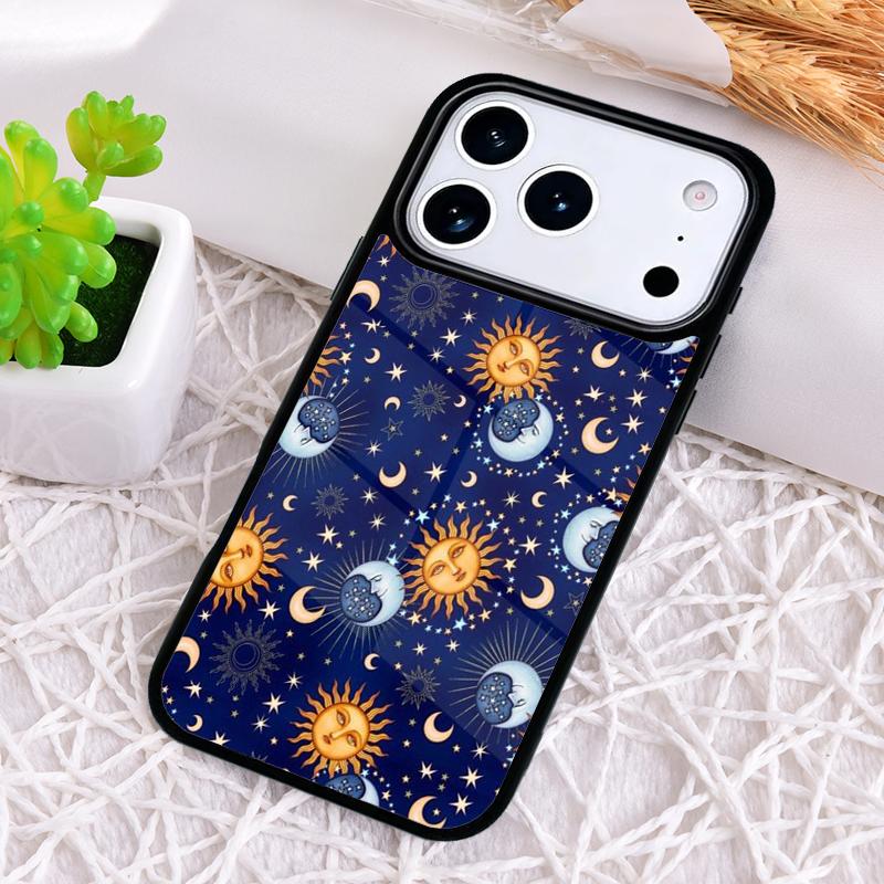 Ударопрочный чехол для телефона с изображением Солнца и Луны для iPhone 17 Air 16e 15 11 12 14 13 Pro Max Чехол Coque