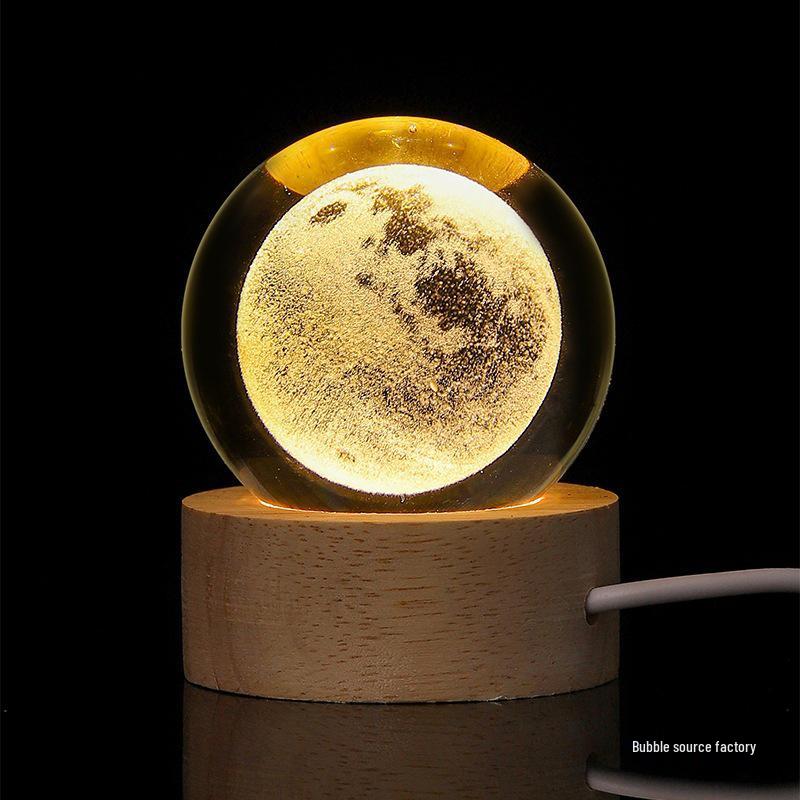 Внутренне выгравированный светящийся хрустальный шар ночник: Теплое настольное украшение с множеством узоров