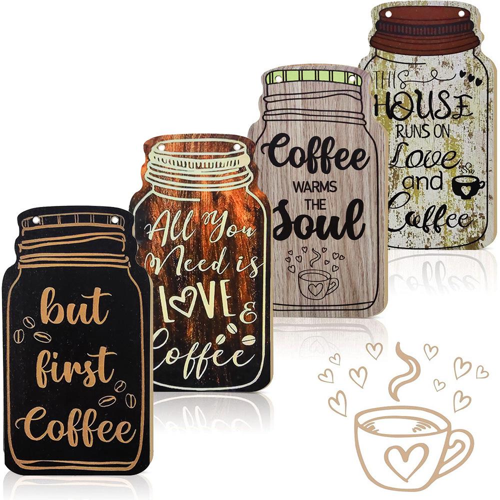 In-Stock Retro American Country Wooden Coffee Bar Hanging Sign