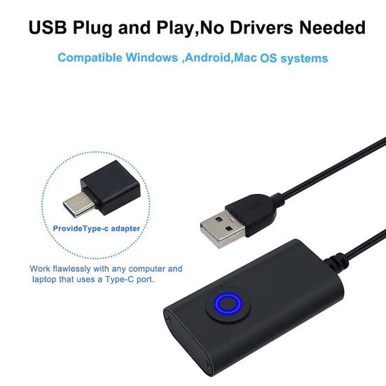 Мышь USB Type-C, устройство для перемещения мыши, джигглер, автоматический шейкер для мыши двойного назначения с ВКЛ/ВЫКЛ