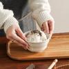 European Simple Rice Bowl Light Luxury Cream Style Tableware Household High Value Underglaze Color Ceramic Small Bowl Tableware Combination