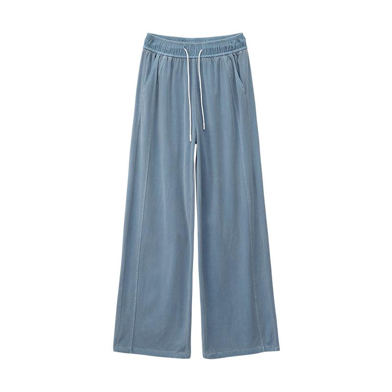 Super Soft Tennis Thin Pants for Women In Summer Washing Tall Elastic Waist Jeans for For Women Relaxed Fit Versatile Straight Pants