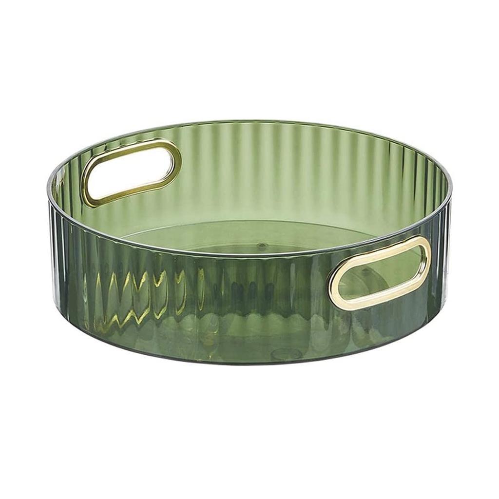 Transparent 360° Rotating Storage Tray Round Fruit Plate Desktop Small Items Jewelry Display Plate Turntable Organizer