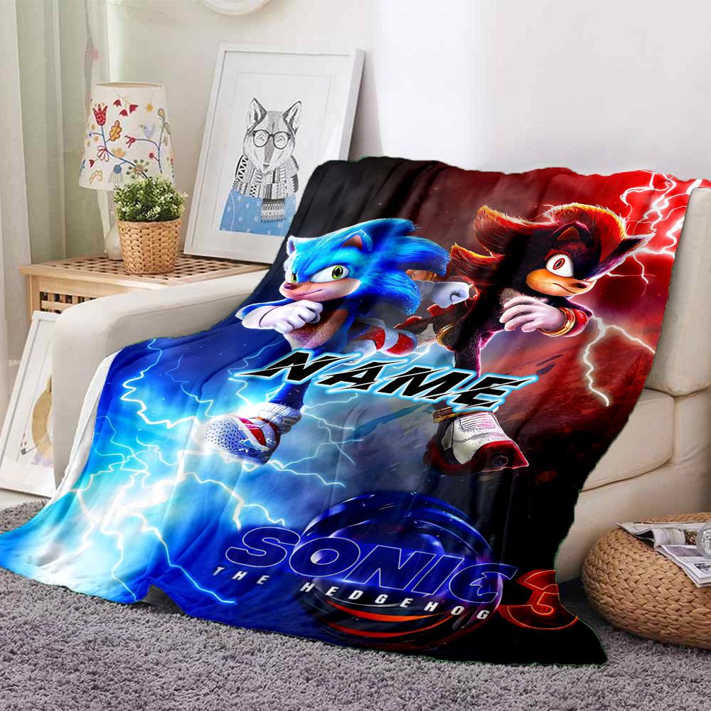 Custom 1pc Sonic Speeds Through Storm Blanket, Soft And Comfortable Blanket, Casual Warm, Camping Travel Blanket, Birthday Gift Q912188
