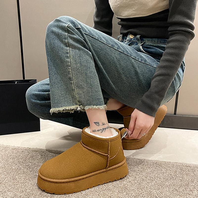 Осенние и зимние меховые зимние сапоги, женские меховые ботинки на толстой подошве, короткие сапоги на губчатой подошве