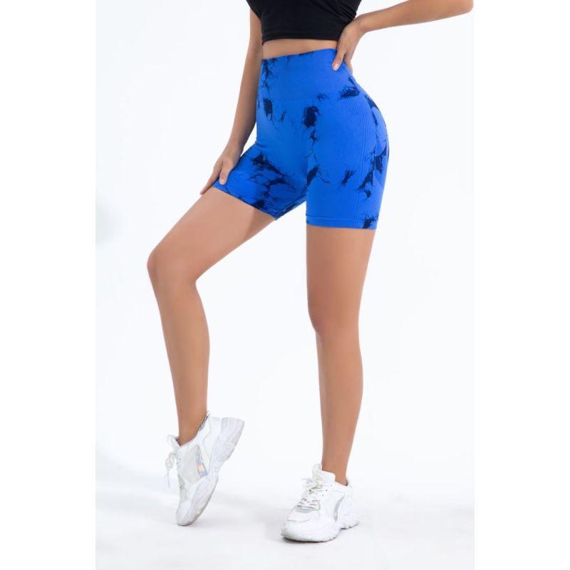 Бесшовные вязаные женские спортивные штаны для йоги с завышенной талией, шорты для йоги с подтяжкой живота и принтом тай-дай