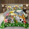 Funny Cartoon Animal Bedspread Queen/Full Kawaii Elephant Panda Coverlet Reversible Grey Quilted Bedding Set For Kids Teen Room