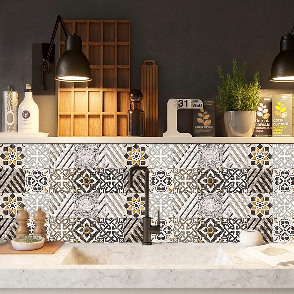Self-adhesive PVC Patchwork Panel Tiles Set of 10 Wallpaper 20X20Cm Zm-06-036