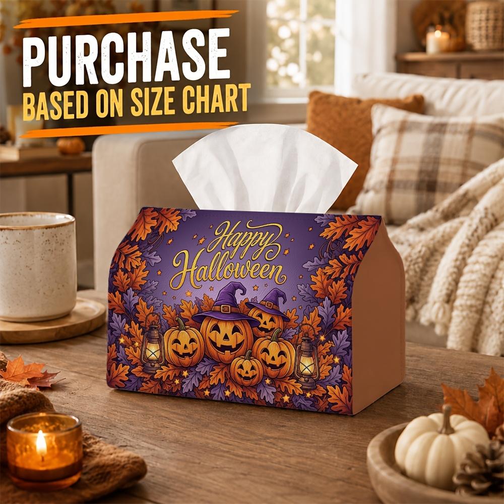 1pc Halloween Party Tissue Box,Autumn Rustic,Multifunctional Tissue Holder,Lantern Maple Leaf Lantern,Outdoor Picnic Party Supplies,Desktop Tissue Sto