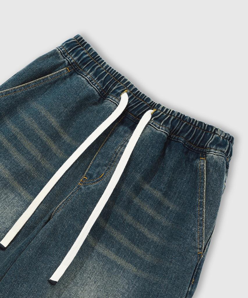 LEMAIN SECOND Vintage Catwashed Wide Carpenter Denim Elastic Waist Pants [Sand Blue]