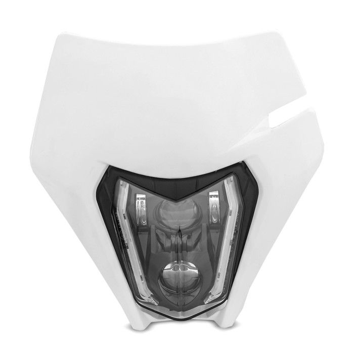 Phare LED + plaque Enduro Offroad Feux avant ECE SW2 DRL blanc