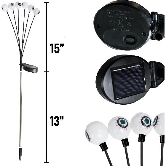 Dazzle Bright Halloween Decorations Outdoor, 4 Pack 24LED Solar Eyeball Pathway Lights, Scary Waterproof Solar Green Firefly Lights for Garden Lawn