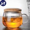 Креативная стеклянная чашка для заварки чая с прозрачной ручкой-фильтром, бамбуковая крышка, термостойкая цветочная чайная чашка, офисная чайная кружка, посуда для напитков