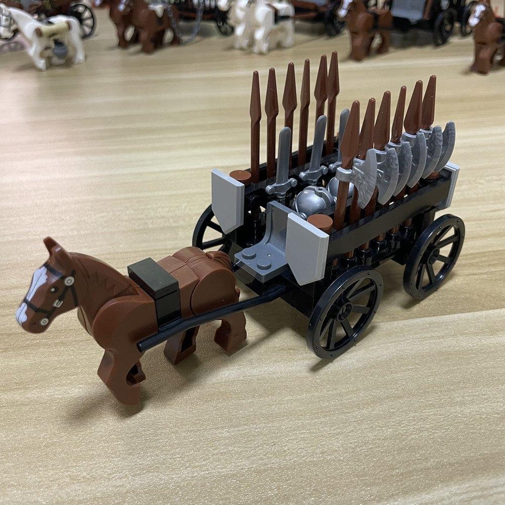Building Blocks Moc Carriage Medieval Chariot Paddy Wagon Military Weapons Accessories Weapons Assembly Scene Model