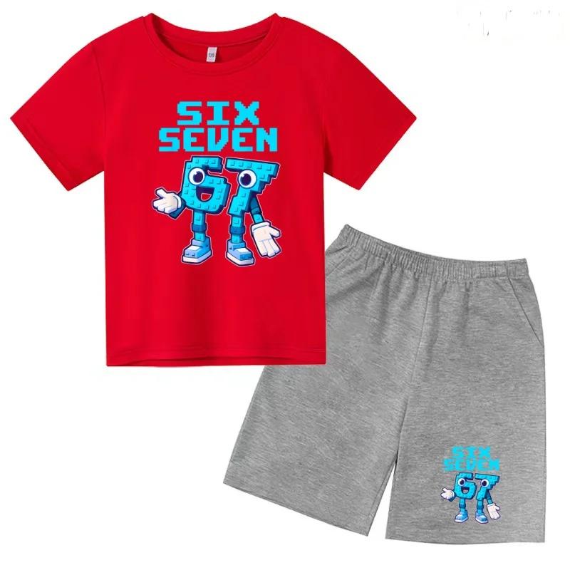 3-12 Ensemble décontracté sportif pour garçons et filles, T-shirt d'été cool à manches courtes et imprimé numéros 6 et 7, style
