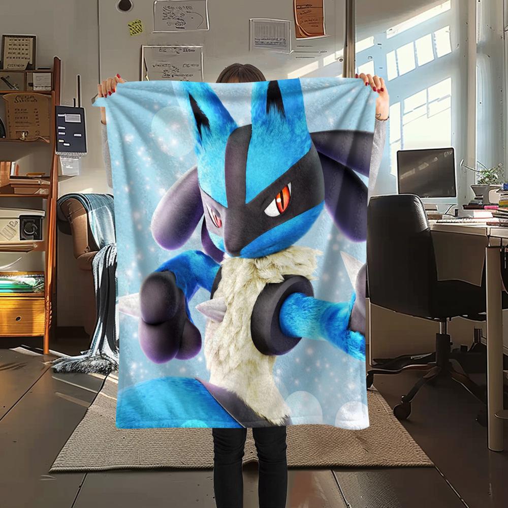 Lucario 2 Print Flannel Blanket, High quality Comfortable for All Seasons, Home Decor, Warmth and Comfort