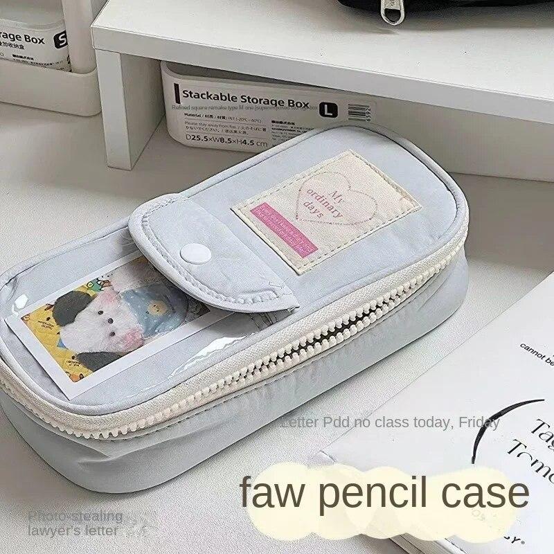 Сумка-органайзер в стиле ретро, ​​простая синяя серия, косметичка в форме сердца, на молнии, пенал высокой емкости