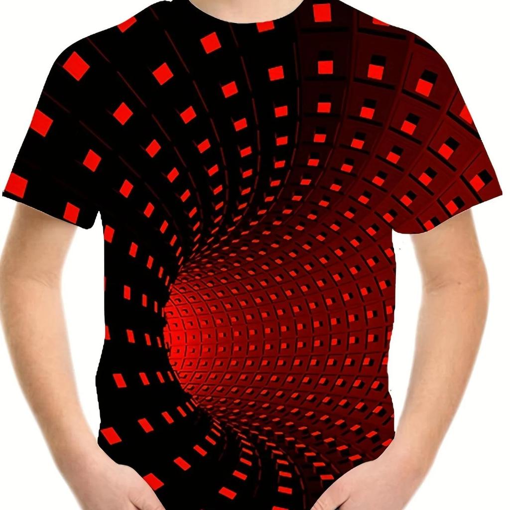 Funny Rhombus Pattern Boys T Shirt Summer Boys Girls T-shirt Kids Tees Cartoon Short Sleeve Top T-shirts Boy Children's Clothing