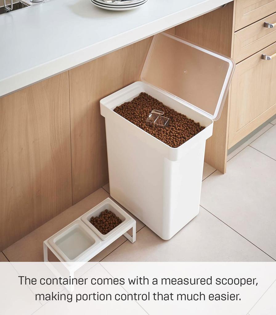 Yamazaki Jitsugyo Airtight Pet Food Stocker 12 кг с мерным стаканом, белый, Ш41 x Г24 x крышка 10 см, контейнер для хранения еды Tower Food Stocker 5617, прибл.