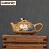 240ml Classic Yixing Purple Clay Teapot Handmade Lotus Leaf Stone Scoop Pot Raw Ore Section Mud Tea Soaking Kettle Zisha Tea Set