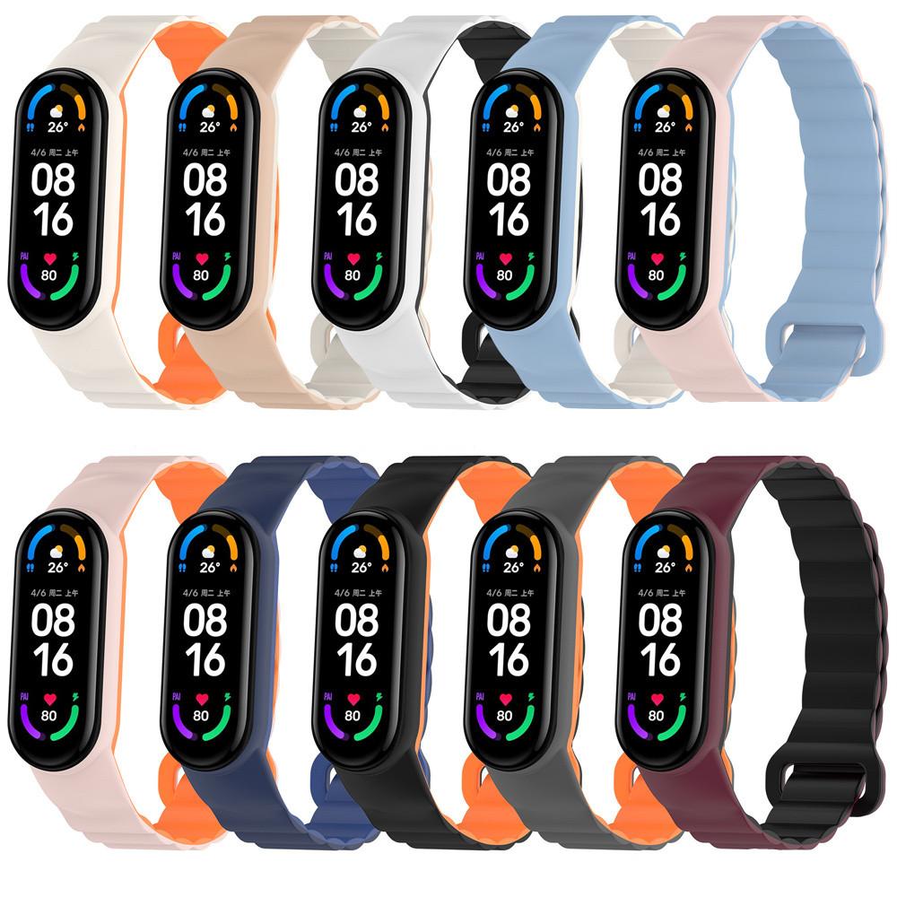 Магнитный браслет для Mi Band 7, ремешок, аксессуары, спортивные силиконовые резиновые умные часы, ремень Correa, ремешок Xiaomi MiBand 4, 6, 5
