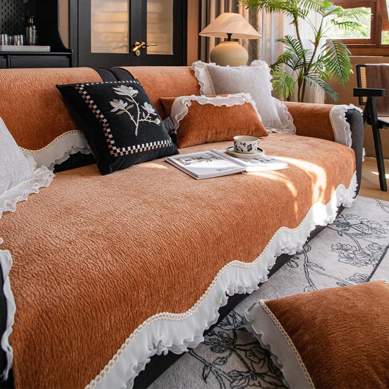 French Premium Sofa Cushion, Universal Non-Slip Sofa Cover For All Seasons, Cover Cloth, Straight Row Special-Shaped Skirt Sofa Seat Cushion