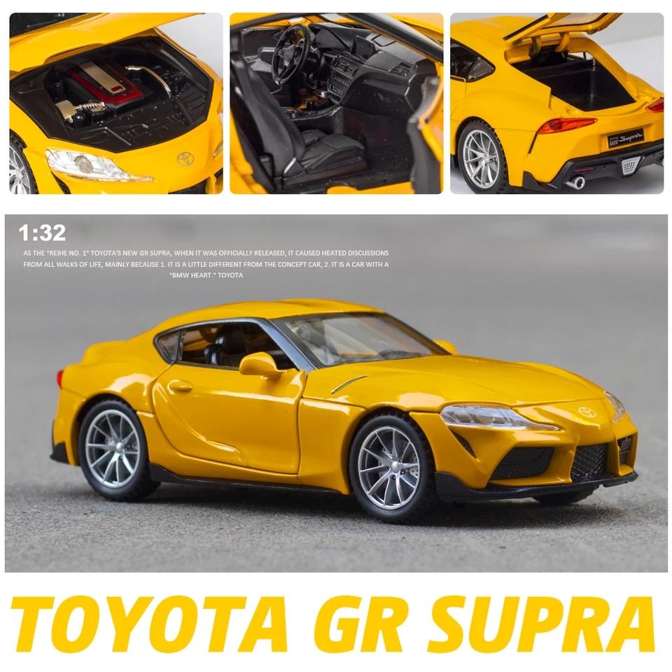 JDM Toyota GR Supra Supercar Simulation Diecast & Toy Vehicle Sounds & Light Pull Back Car 1:32 Alloy Collection Model Gifts For Children