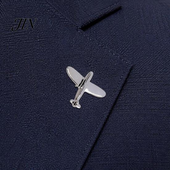 Date Outfit Accessory Men Suit Brooch, Airplane Design Lapel Pin with Clip-on Pin, Minimalist Collar Clip Smooth Polished Alloy Badge for Formal