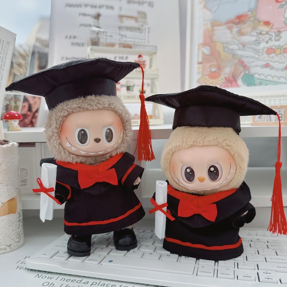 Для 17см Куклы Лабубу Одежда Модная одежда Докторская мантия Платья Подбор цвета Выпускная шляпа Бакалаврская шляпа Аксессуары для кукол Милое украшение