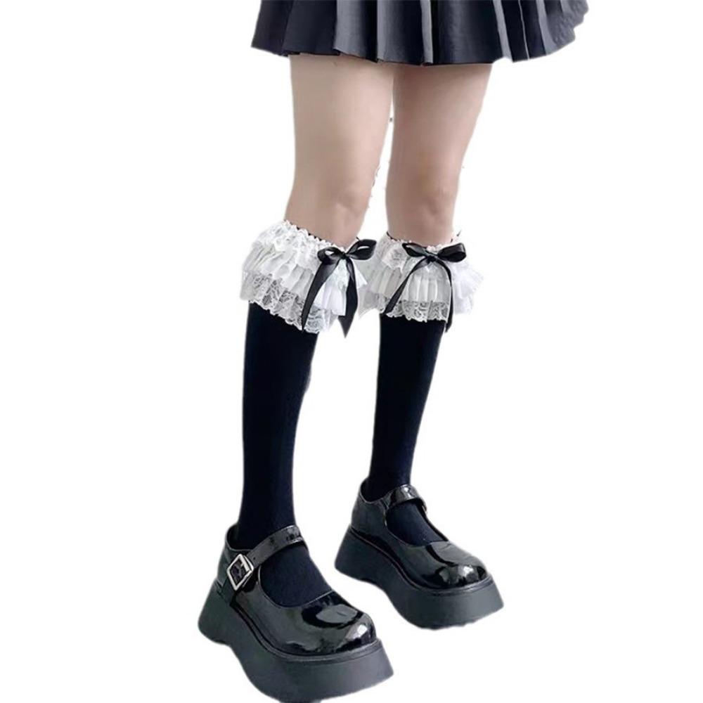 Лолита большие кружевные банты средней длины носки летние милые носки до щиколотки хлопковые носки Лолита