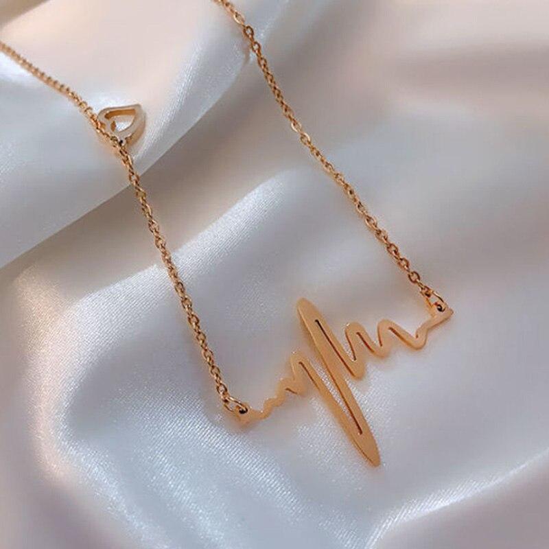 Модные ожерелья с цепочкой электрокардиограммы для женщин, ожерелья с подвеской в виде сердца, ювелирные изделия для женщин, подарок для возлюбленного