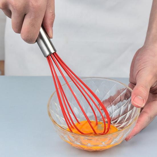 1/5 шт. силиконовый венчик с ручкой из нержавеющей стали для мытья в посудомоечной машине эргономичный дизайн с подвесным отверстием для взбивания яиц