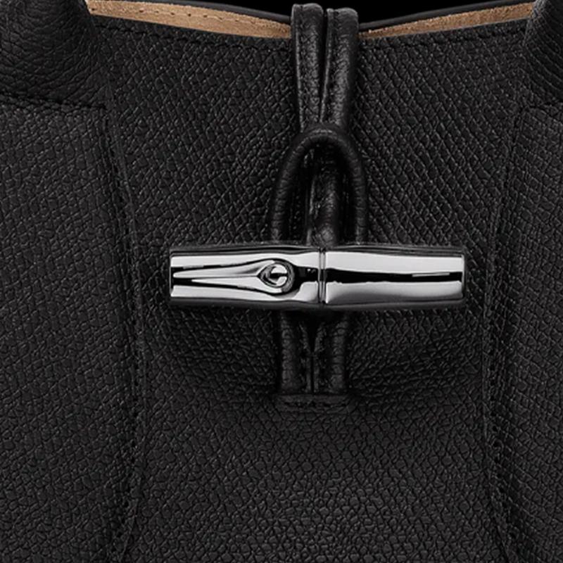Longchamp Le Roseau Bamboo Buckle Textured Open Top Tote Bag Women Tote Black 10228HPN001