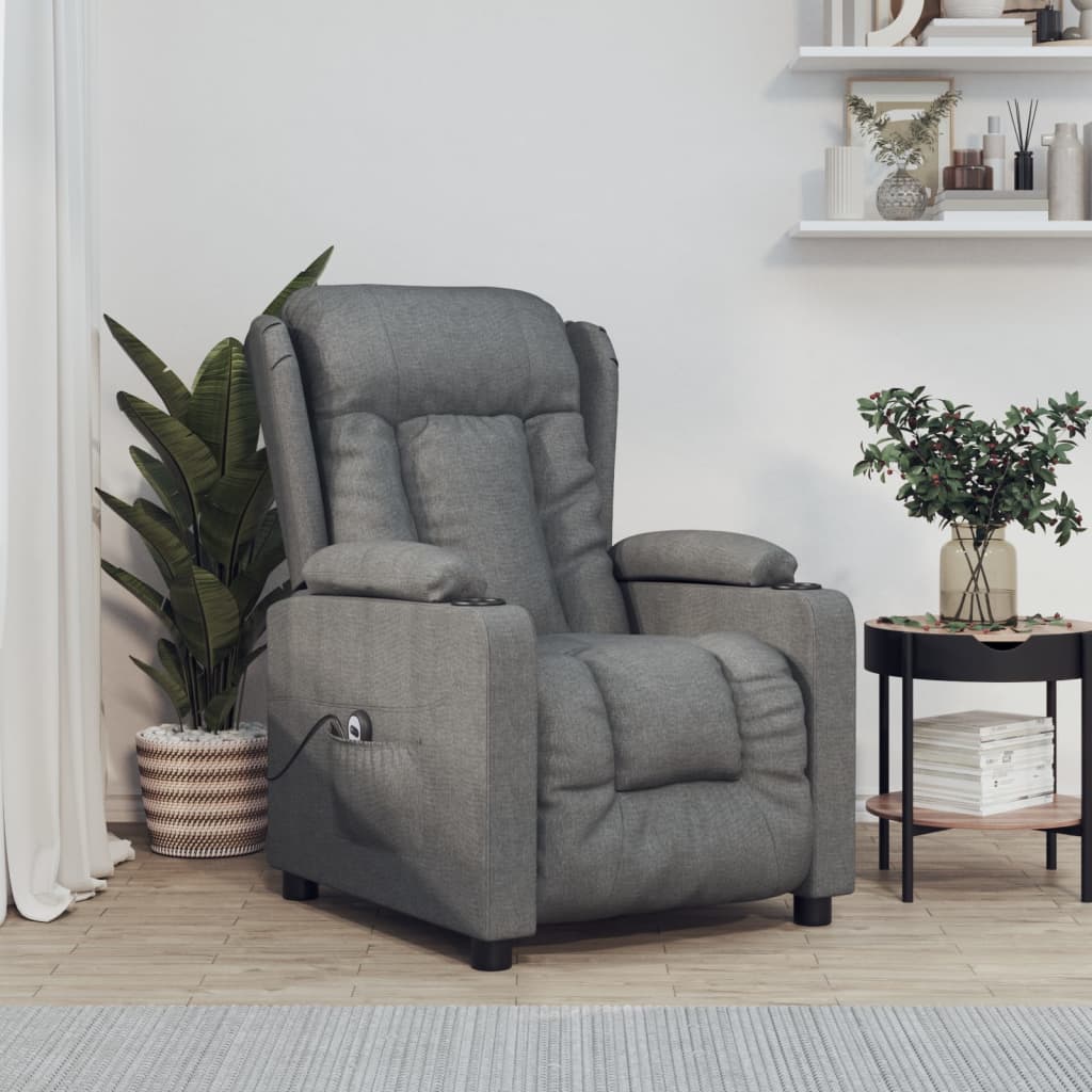 Electric Recliner Chair Dark Grey Fabric