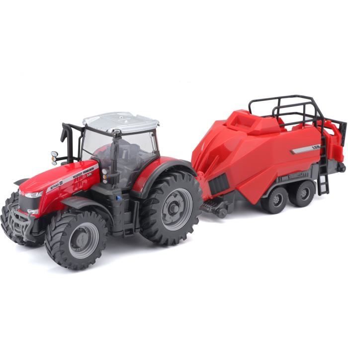 BBURAGO Tracteur Massey Fergusson + remorque à friction 1/43 COLLECTION FERME